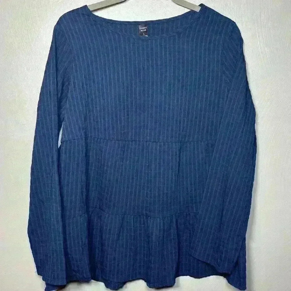 Emery Rose Women's Tiered Ruffle‎ Top Blue Size Large - Picture 1 of 3